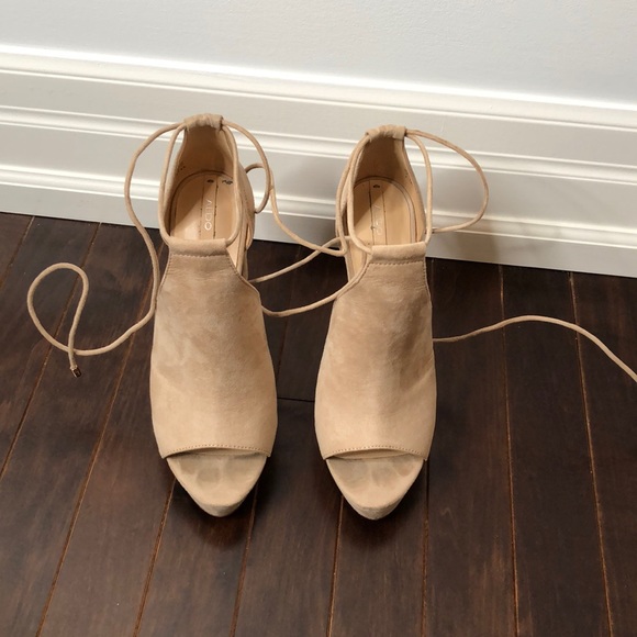 Aldo Open Toe Lace Up Heels - Picture 2 of 6